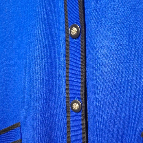 Vintage Royal Blue Cardigan with Black Accents, Silver Buttons, Sz 18, NWOT - Picture 9 of 14